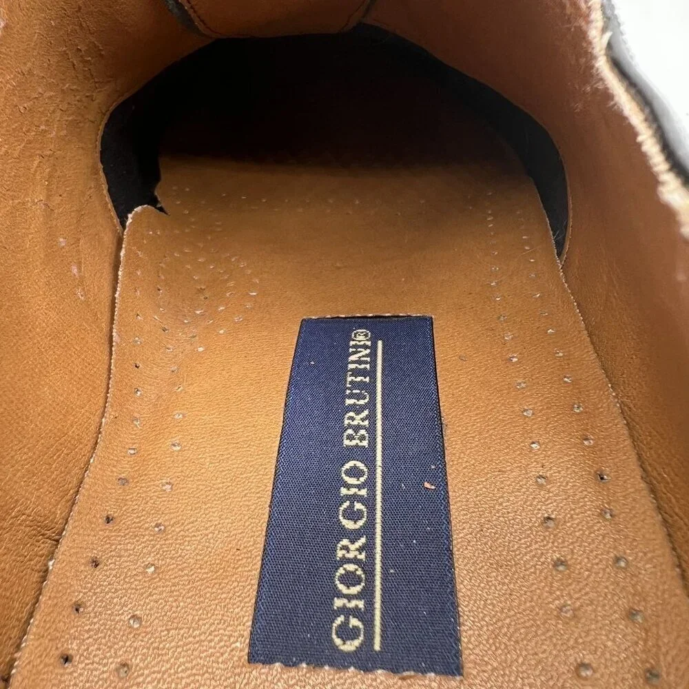 Giorgio Brutini 10.5D Black Wingtip Oxford Shoes Leather Made In Brazil Timeless
